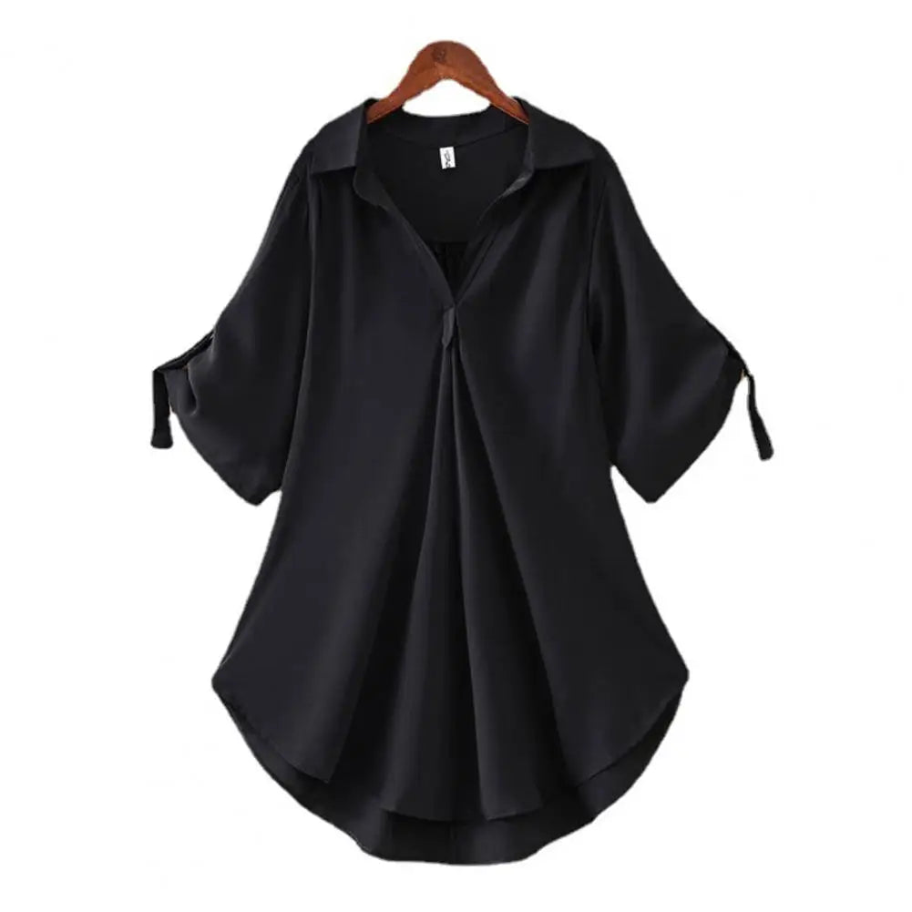 Women Summer Tunic 2023 Fashion Casual Women's Blouses Solid Color Cool Casual Ladies V Neck Loose Blouse Summer Chiffon Tops