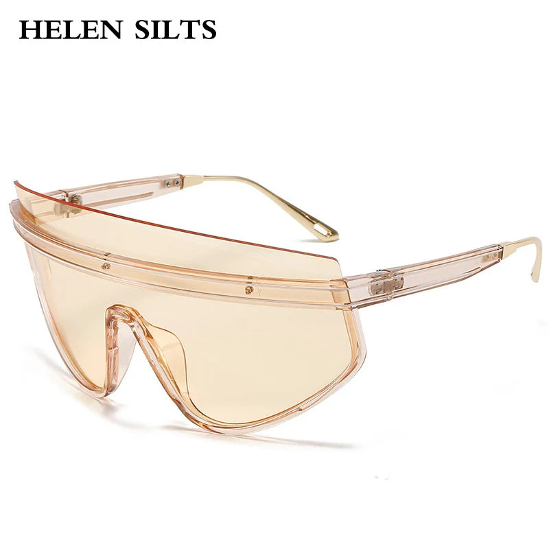 Fashion Shield One Piece Sunglasses Women Men Oversized Outdoor Goggles Sun Glasses Men Punk Half Frame Windproof Eyewear UV400
