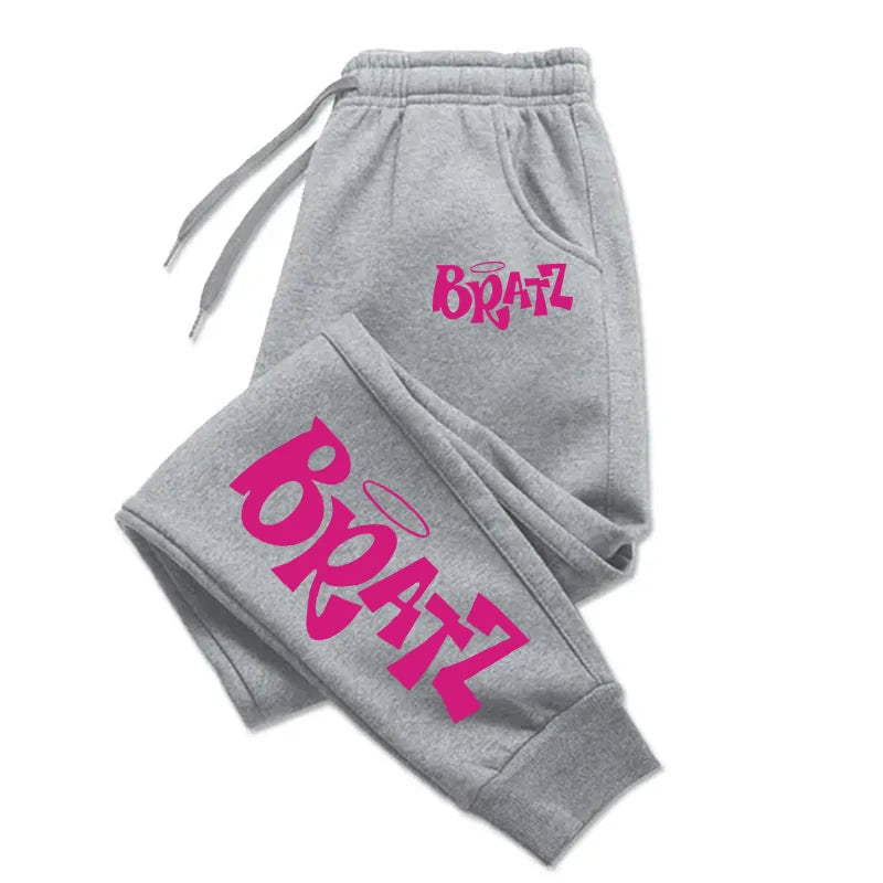 Bratz Pink Letter Print Casual Versatile Women Pants Fashion Trendy Hip Hop Trousers With Drawstring Pockets Sweatpants Female