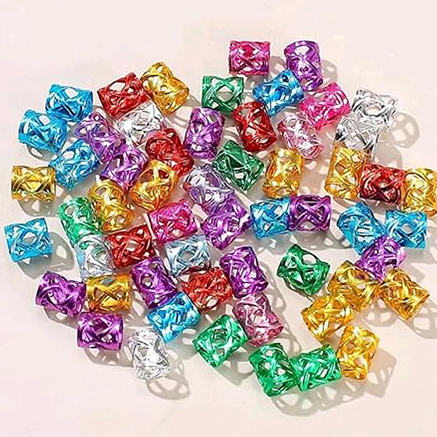 100pcs Hollow Out Hair Ring,Dreadlocks Beads Hair BraidRings Clips Dread Locks Hair Braiding Metal CuffsDecoration/Accessories