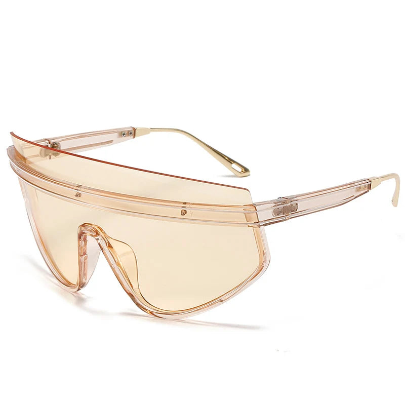 Fashion Shield One Piece Sunglasses Women Men Oversized Outdoor Goggles Sun Glasses Men Punk Half Frame Windproof Eyewear UV400